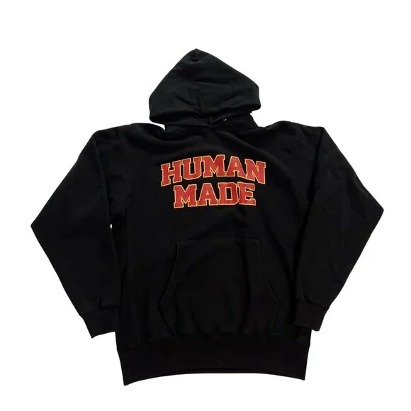 HUMAN MADE Logo Hoodie in Black Red
